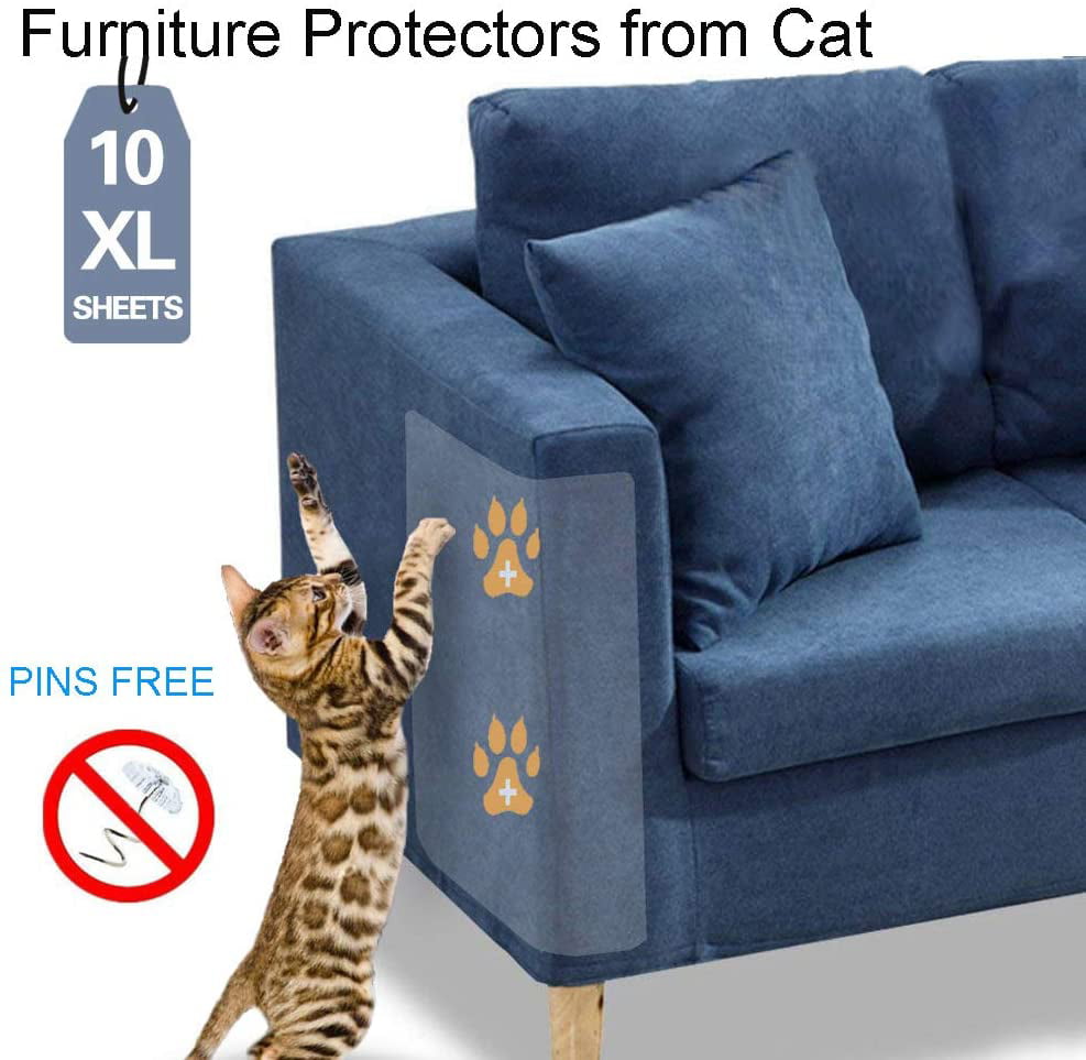 Furniture Protectors from Cat，Anti Cats Scratch Guards Deterrent Training Tape， Anti Scratching Protection， Double Sided Tape， Best Choice to Protect Your Furniture from Your Loved Pet(10 XL PCS)