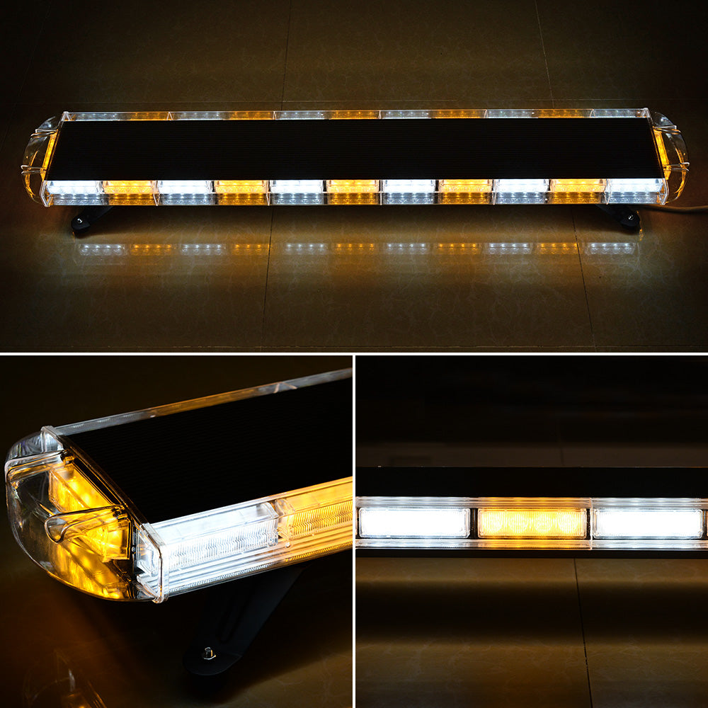 Astra Depot 51 Inch 96 LED Strobe Light Bar Amber White Emergency Beacon Snow Plow Tow Truck Vehicles Roof Top Mount