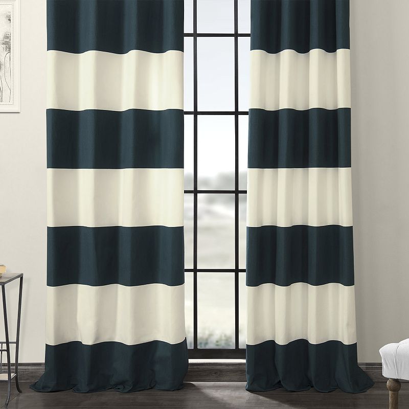 EFF Horizontal Grommet Stripe Cotton Window Curtain