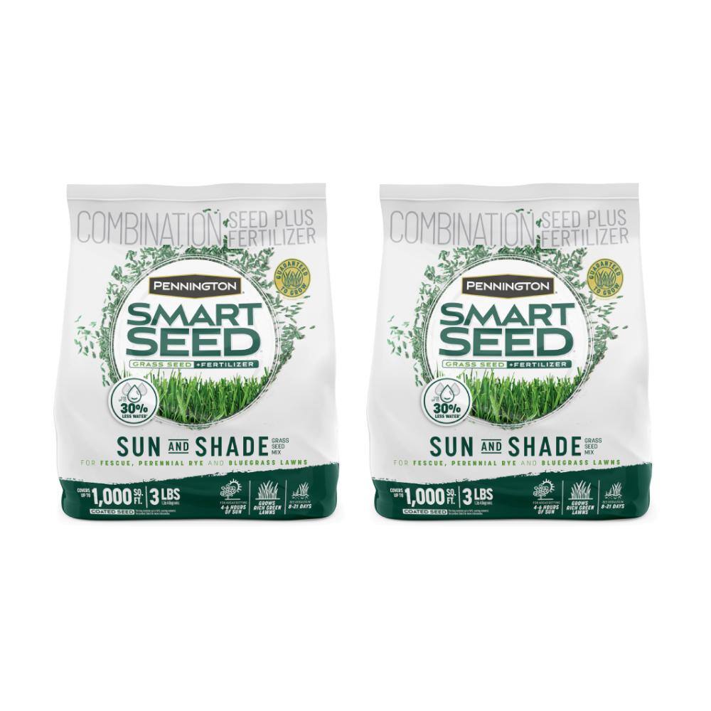 Pennington Smart Seed 3 lbs. Sun and Shade North Grass Seed and Fertilizer (2-Pack) 100543718