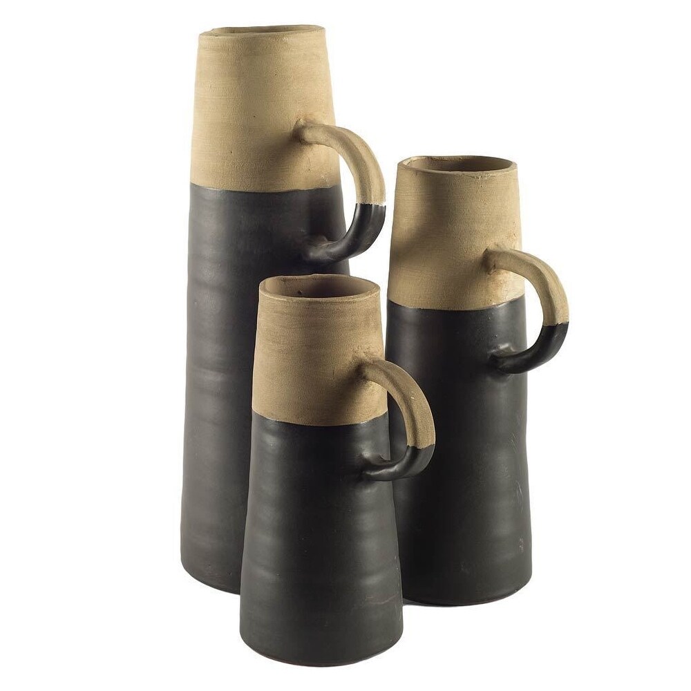 Garand III Black   Tan Ceramic Vase (Large)