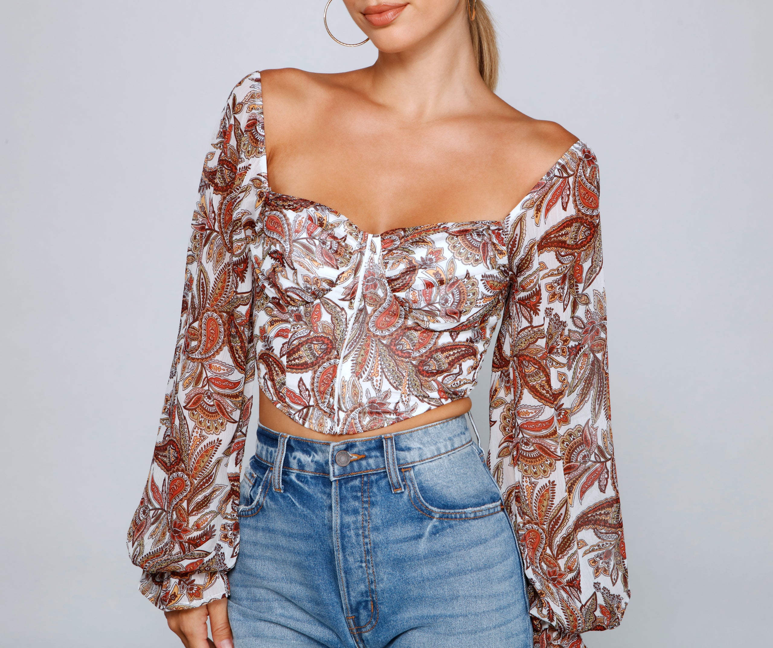 Lookin' Fresh In Floral Chiffon Crop Top