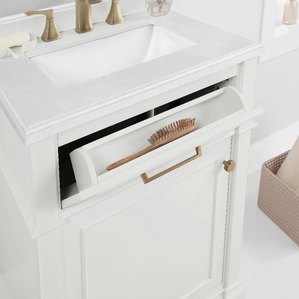 Home Decorators Collection Melpark 24 in. W x 20 in. D x 34.5 in. H Bath Vanity in White with White Cultured Marble Top Melpark 24W