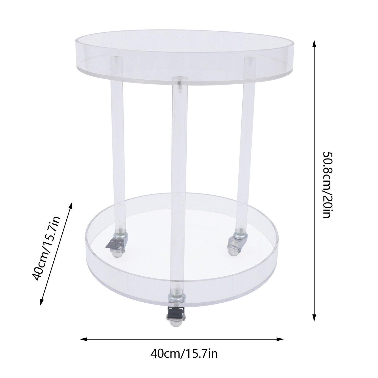 2 Tier Utility Acrylic Serving Bar Cart Kitchen Serving Cart with Wheels 2-Tier Acrylic Serving Bar Kitchen Cart Modern Contemporary Bar Serving Cart