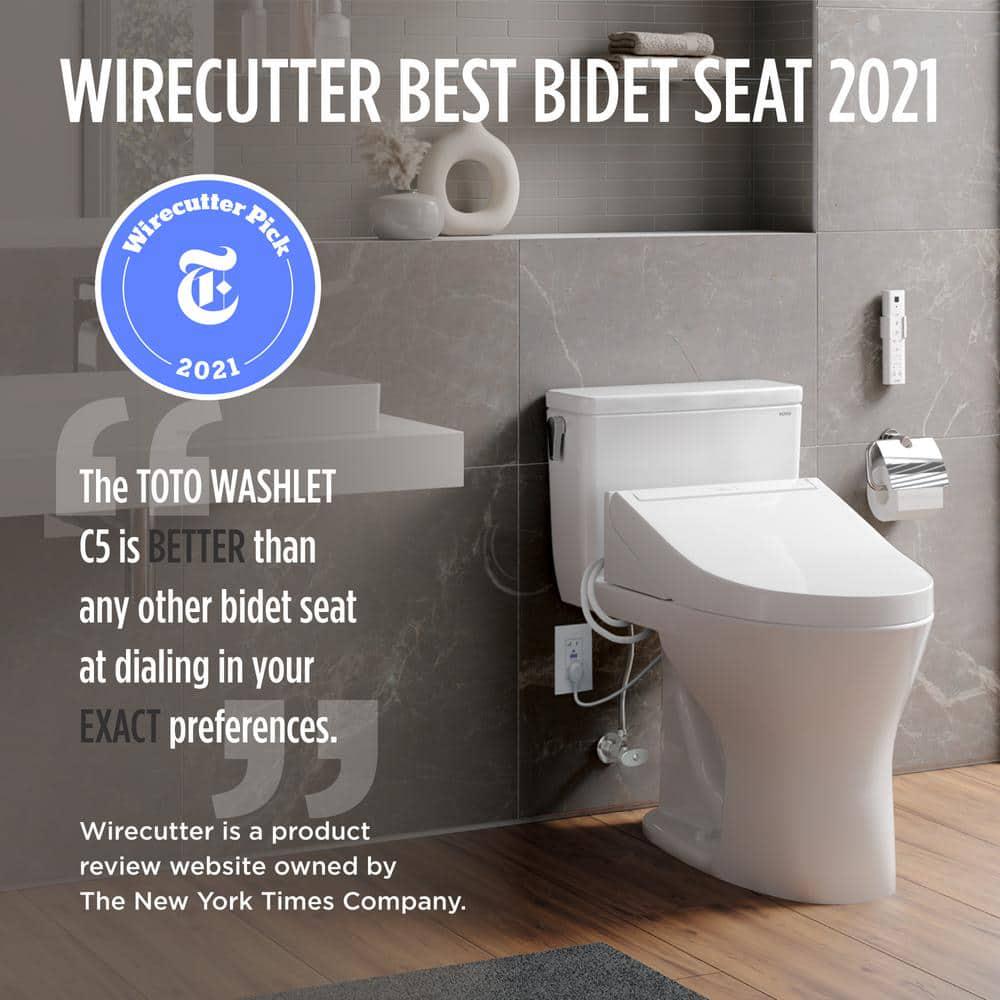 TOTO C5 Washlet Electric Heated Bidet Toilet Seat for Elongated Toilet in Cotton White