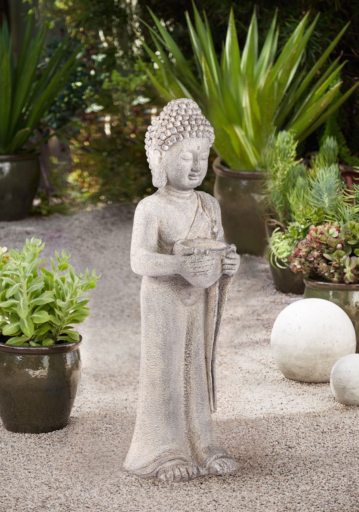 John Timberland Outdoor Statue 32" High Standing Buddha for Yard Garden Patio Deck Home Entryway Hallway