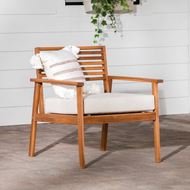 Saracina Home Mid century Modern Slatted Outdoor Acacia Arm Chair