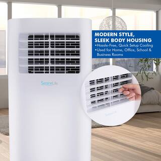 SereneLife 8000 BTU (5000 BTU DOE) Portable Air Conditioner AC Cooling Unit with Dehumidifier and Fan Window Mount Kit in White SLPAC805W