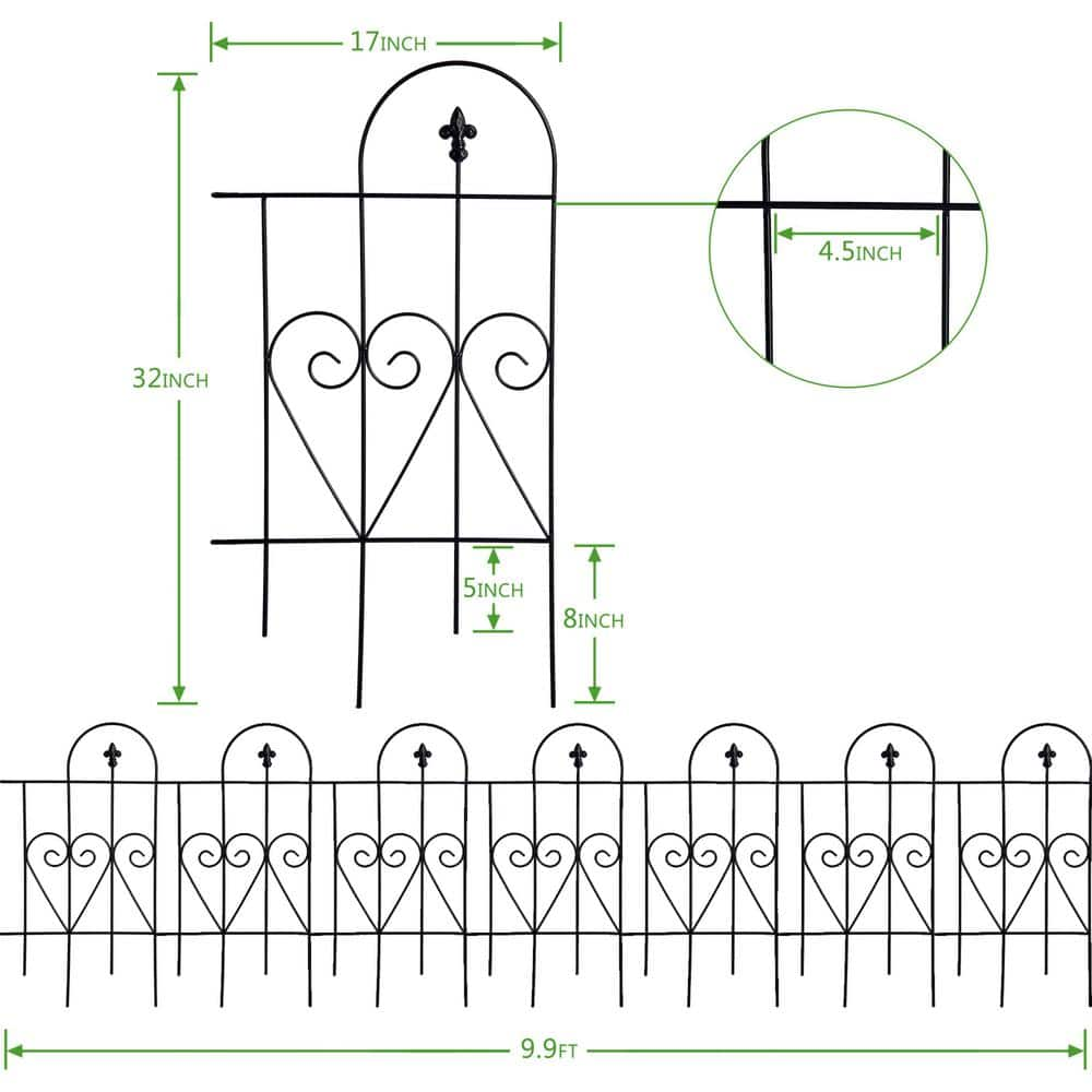 FENCY 32 in. Black Metal Decorative Outdoor Garden Border Fence HD-A-HW89010