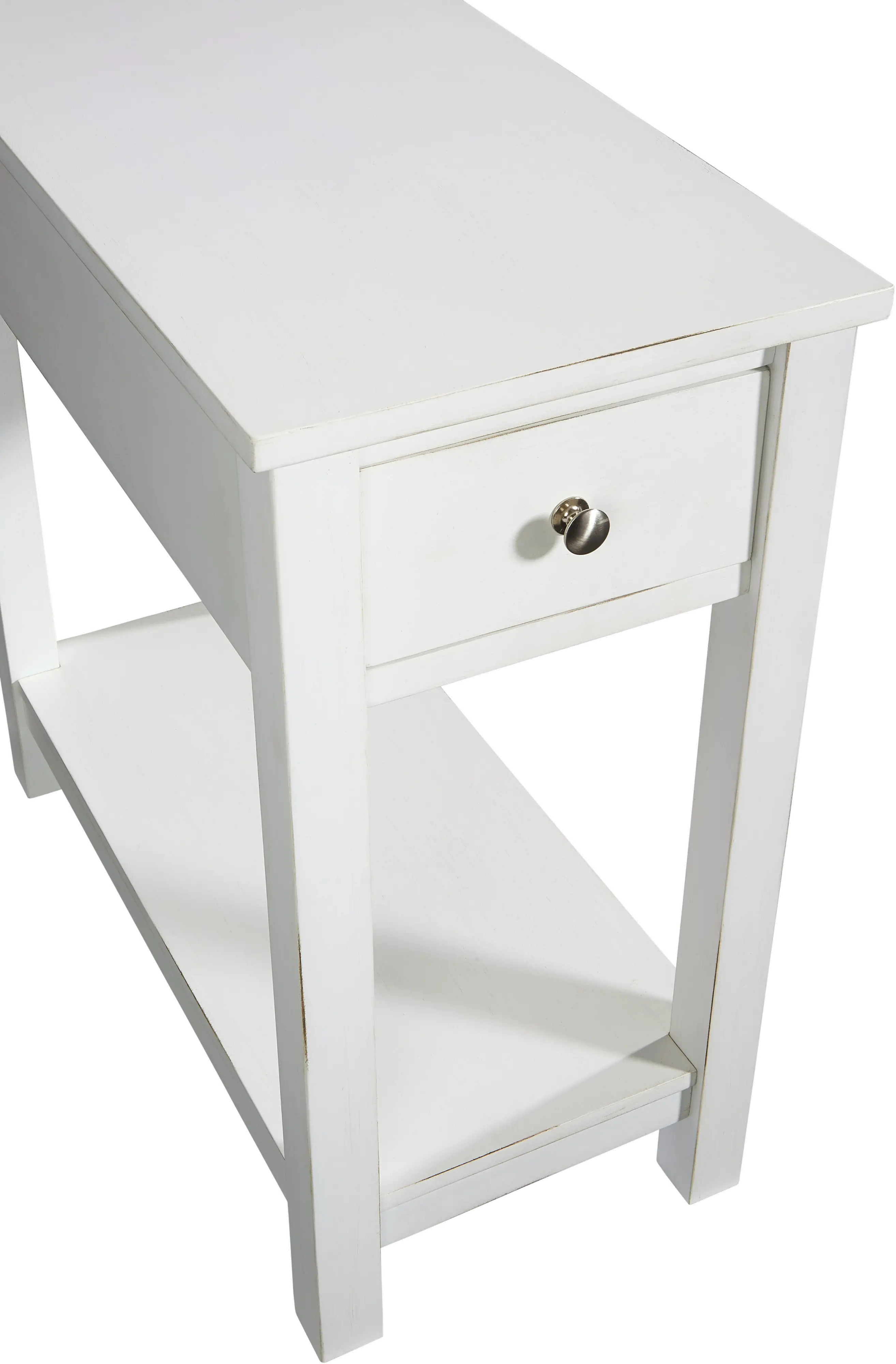 White Chairside Table with Drawer