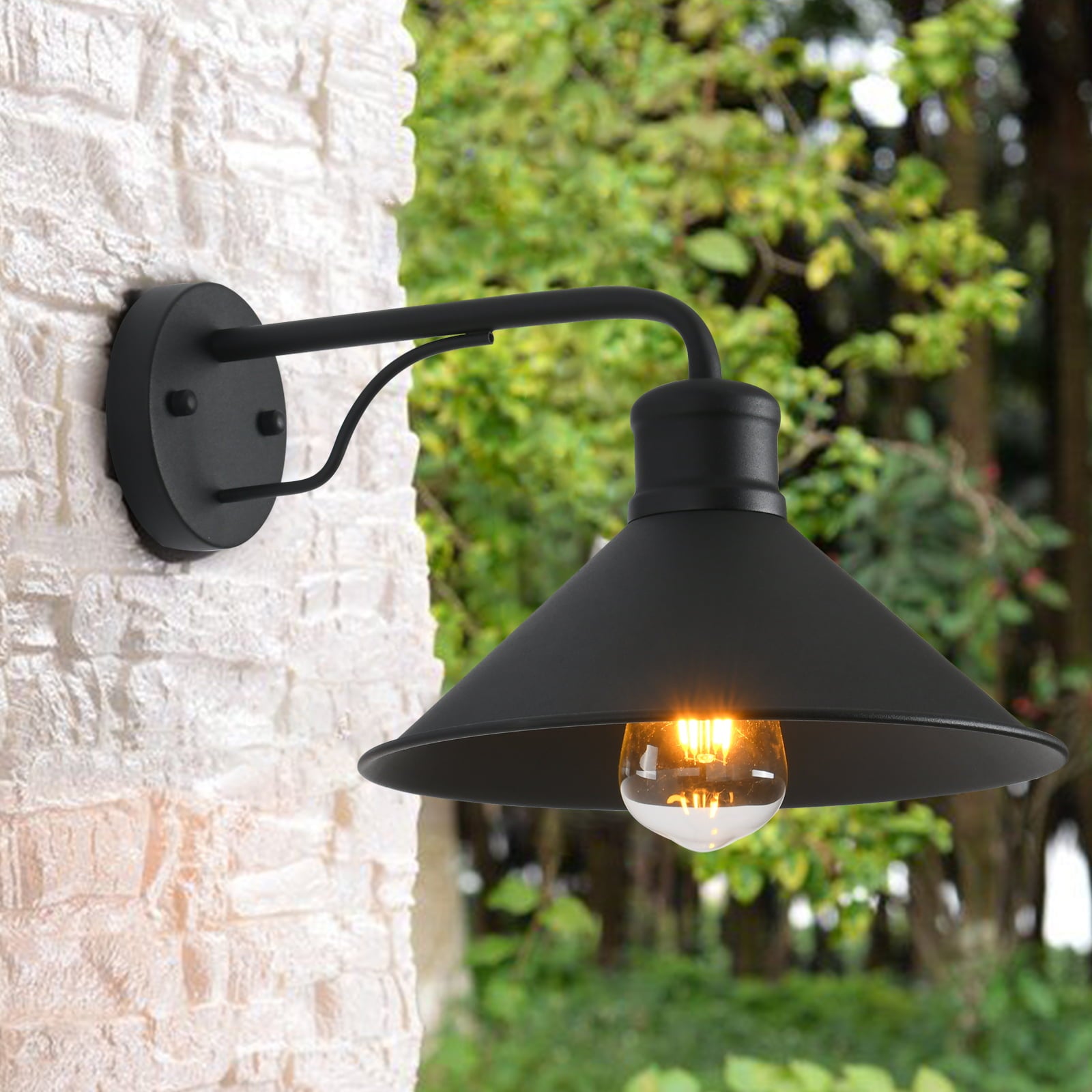 2 Pack Outdoor Wall Lights Wall Mount for House, Front Porch Outdoor Wall Light Fixtures Wall Mount, Matte Black Modern Farmhouse Outdoor Wall Sconce, Classic Barn Lights Outdoor & Indoor-E26 Socket