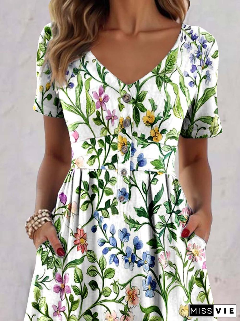 Women's Floral Art Pattern Print Casual Dress