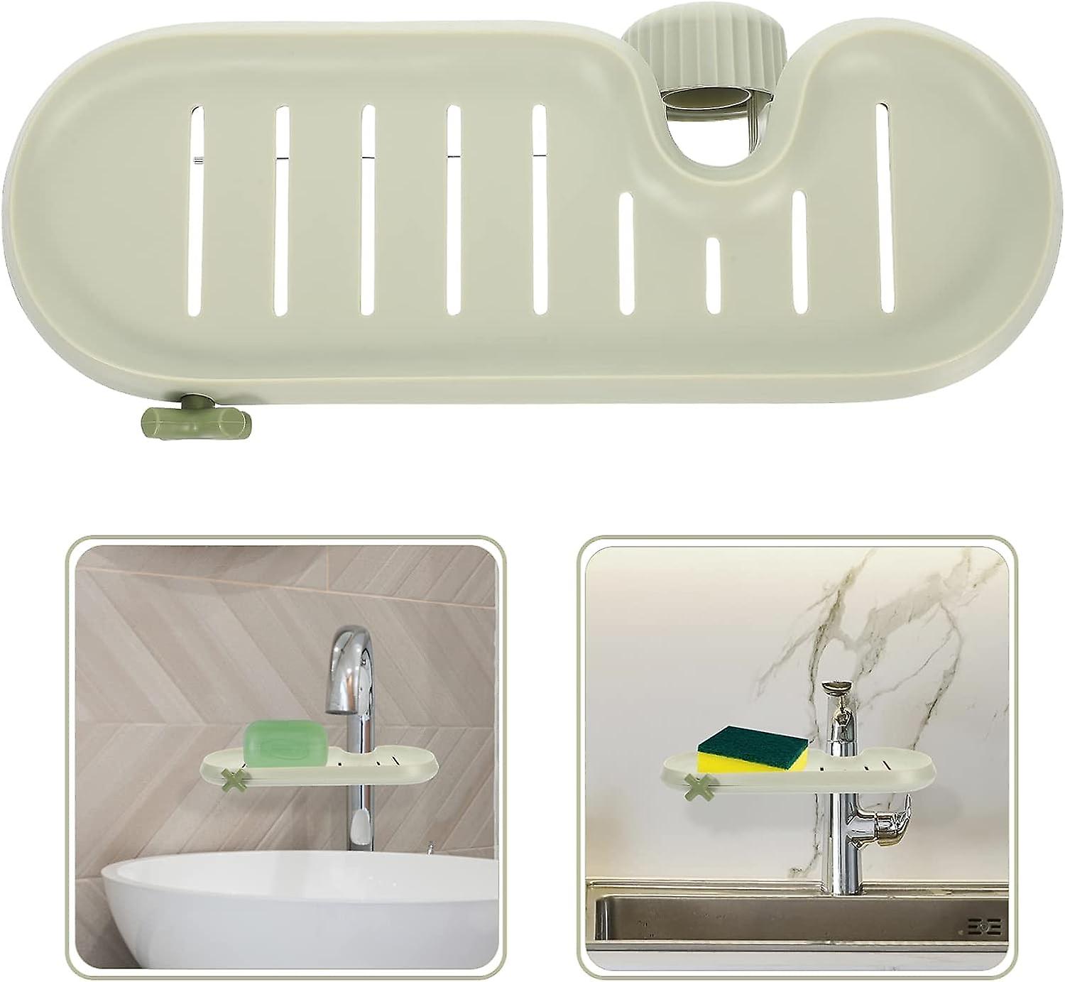 Faucet Rack Sponge Holder Over Faucet Kitchen Sink Caddy Organizer Detachable Hanging Faucet Drain Rack Sink Storage For Scrubbers Soap Bathroom