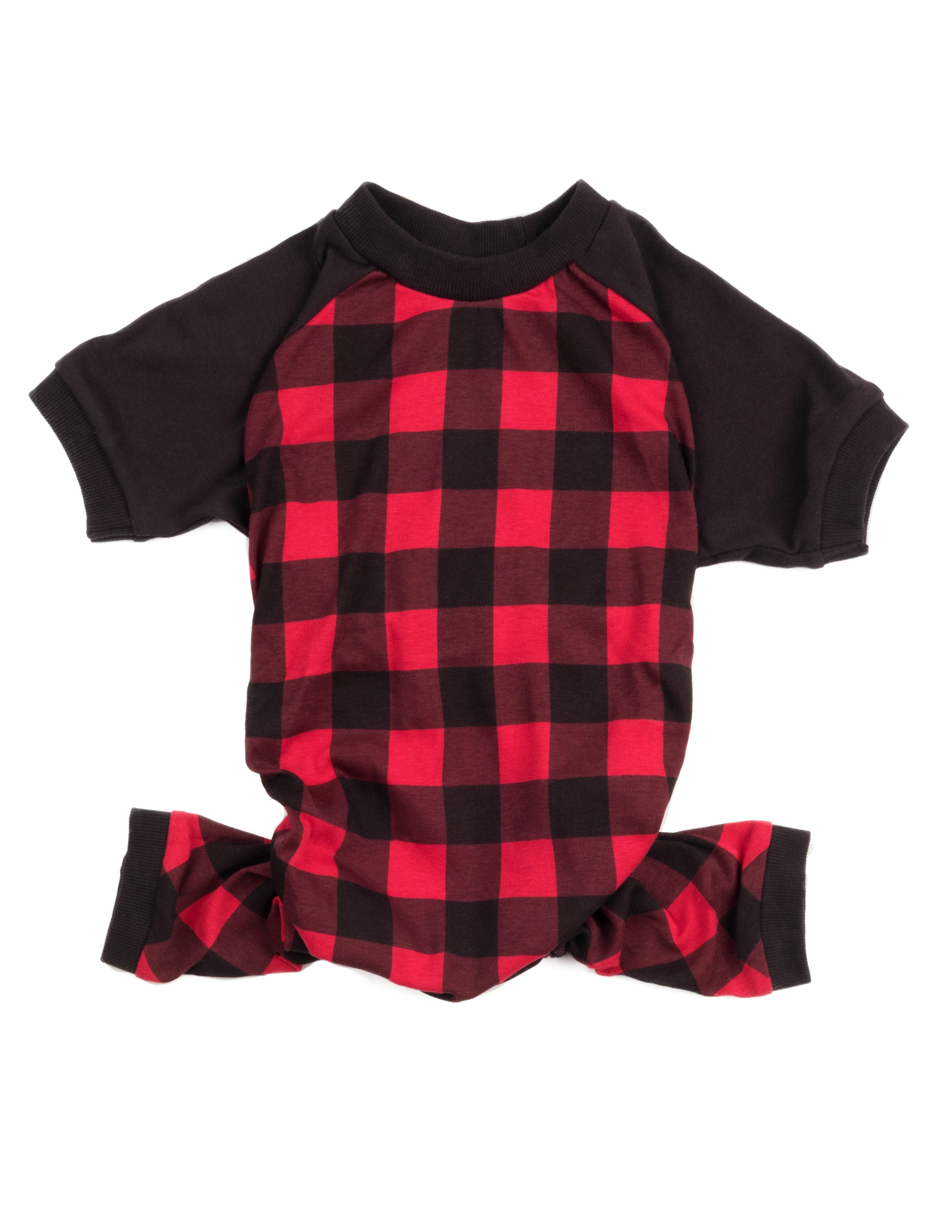 Leveret Dog Cotton Pajama Black and Red Plaid XXL