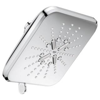 GROHE Rainshower SmartActive 3-Spray Patterns 1.75 GPM 6.5 in. Square Wall Mount Fixed Shower Head in StarLight Chrome 26797000