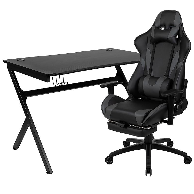 Flash Furniture Gaming Desk and Footrest Reclining Gaming Desk Chair 2-piece Set