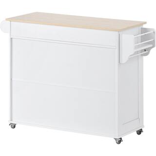 Nestfair White Kitchen Island with 2-Storage Cabinets and 4-Locking Wheels LKK294554K