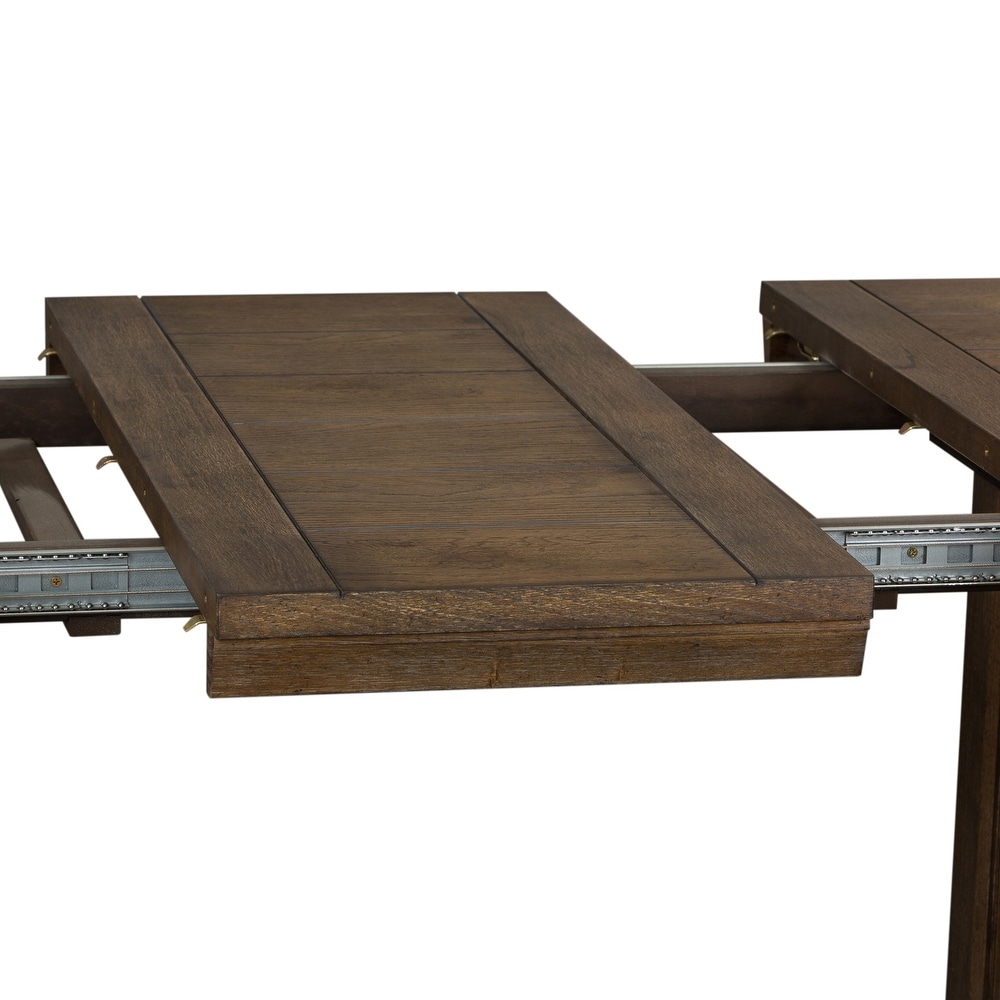 Copper Grove Artisan Prairie Wirebrushed Aged Oak Gray Dusty Wax Trestle Table