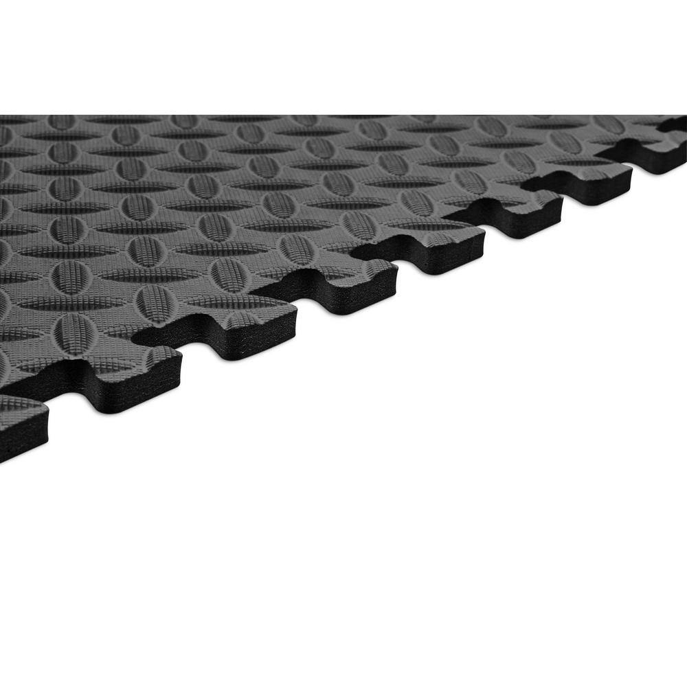 Norsk Black 24 in. x 24 in. x 0.47 in. Foam Garage Flooring Interlocking Mat (6-Pack) 241447