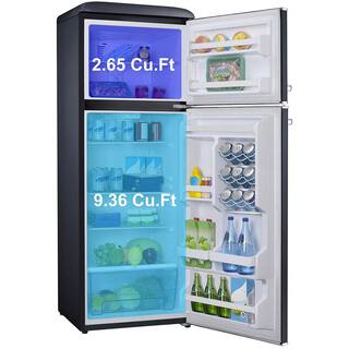 Galanz 12 cu. ft. Top Freezer Retro Refrigerator with Dual Door True Freezer Frost Free in Black GLR12TBKEFR