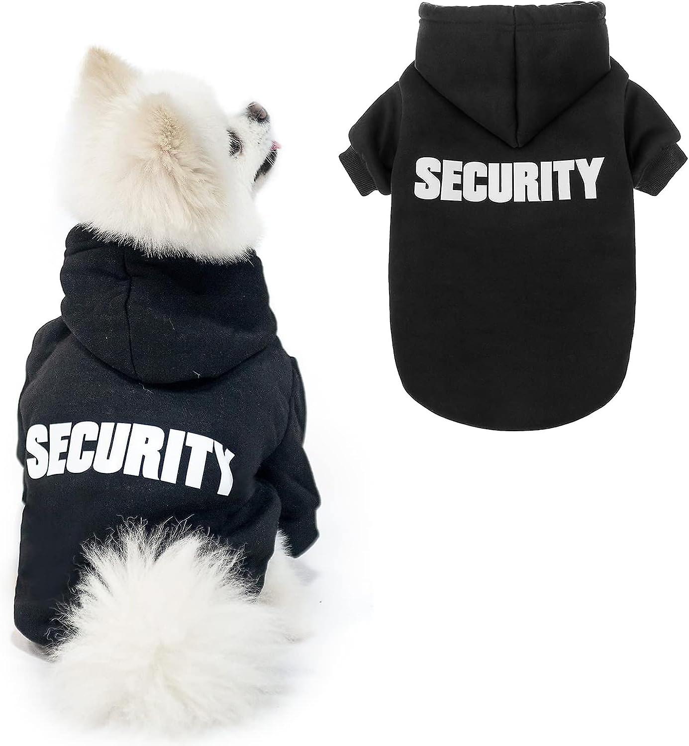 Dog Hoodie Pet Clothes - Security Printed Pet Sweaters With Hat Soft Cotton Coat Winter For Small Dogs Cats Puppy - Small