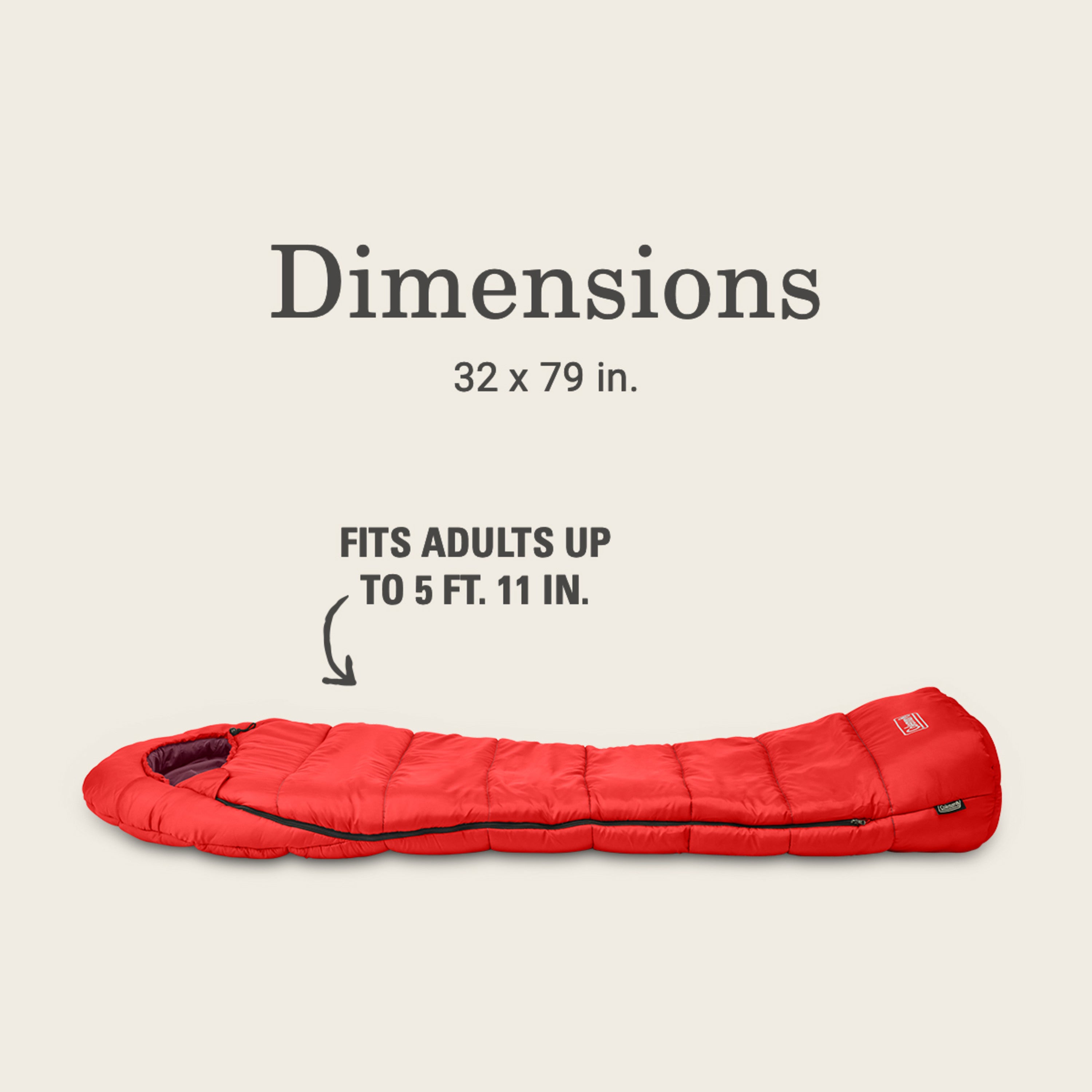 Coleman Tidelands 40° Mummy Insulated Sleeping Bag, Red