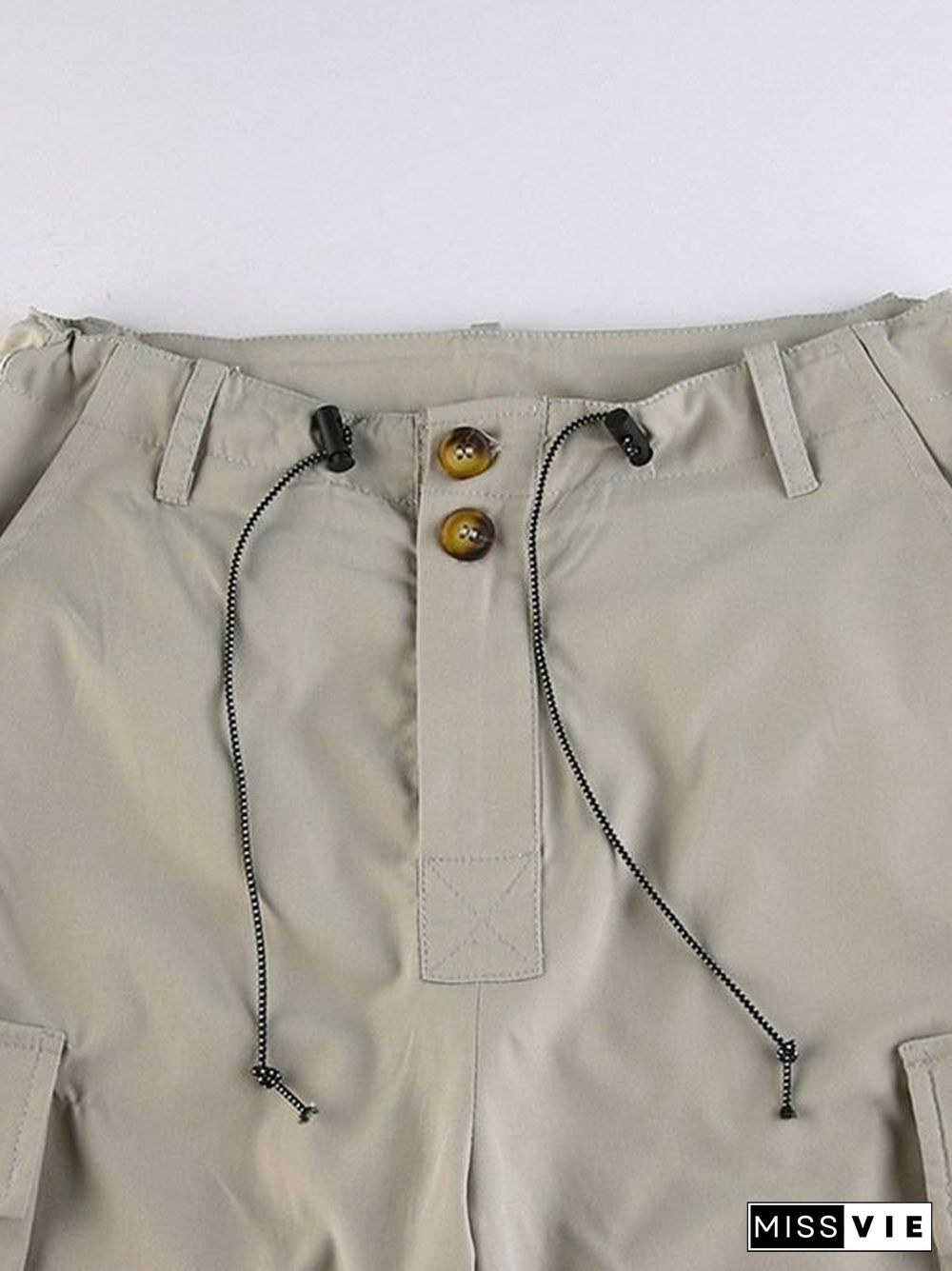 Drawstring Pocket Patch Size Friendly Parachute Cargo Pants