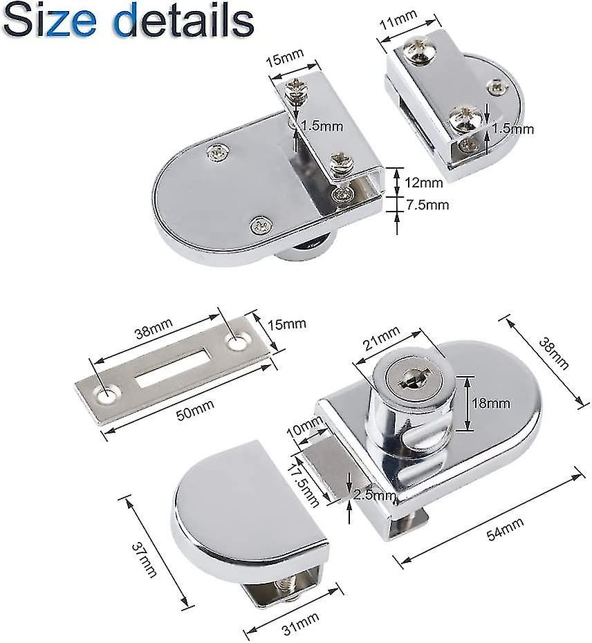 Pack Zinc Alloy Latch For Glass Cupboard Or Showcase Door 5-8mm