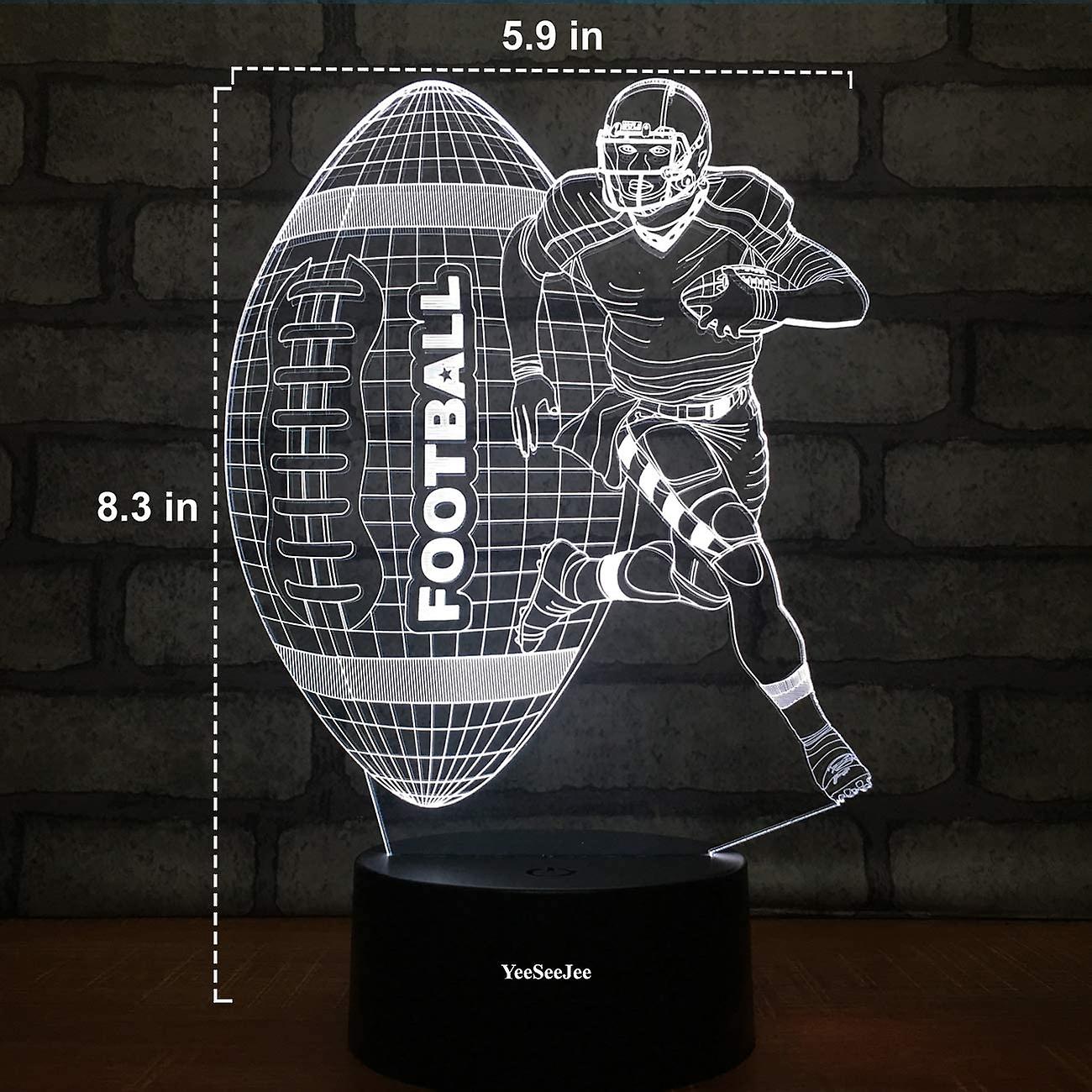 Football Gifts For Men 3d Illusion Lamp With 7 Colors Timer Remote Birthday Gifts For Boys Age 6 7 8 9 10 Year Old Boys Gifts (fotb 7cb)