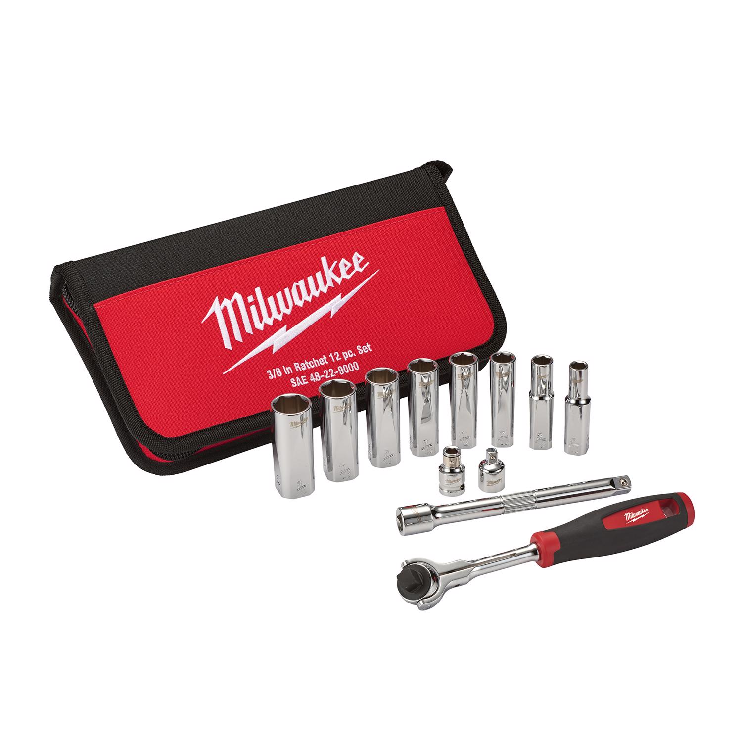 MW 3/8 in. drive SAE Pivoting Ratchet and Socket Set