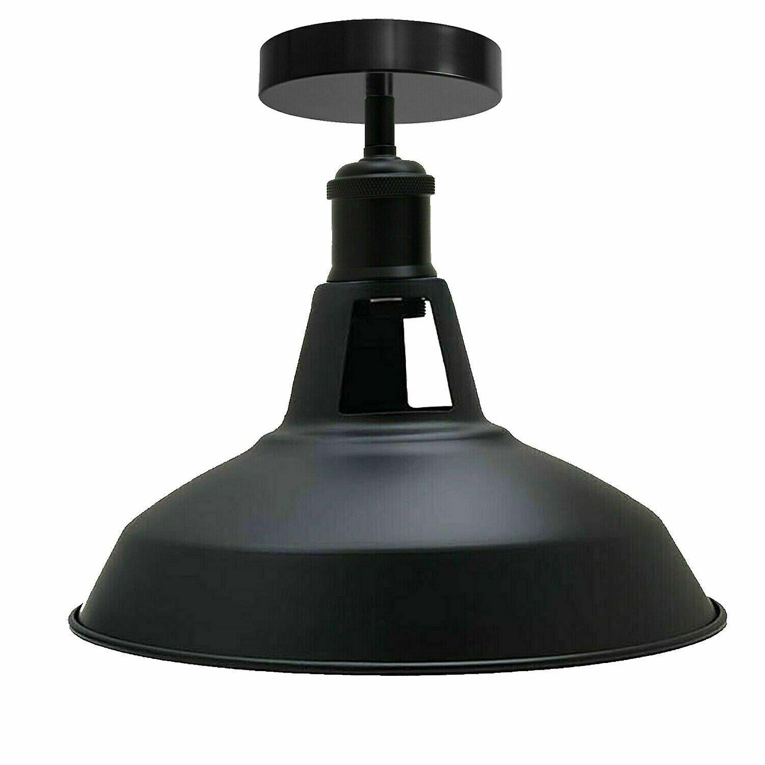 Black flush mount ceiling light with shade fitting ~ 1528