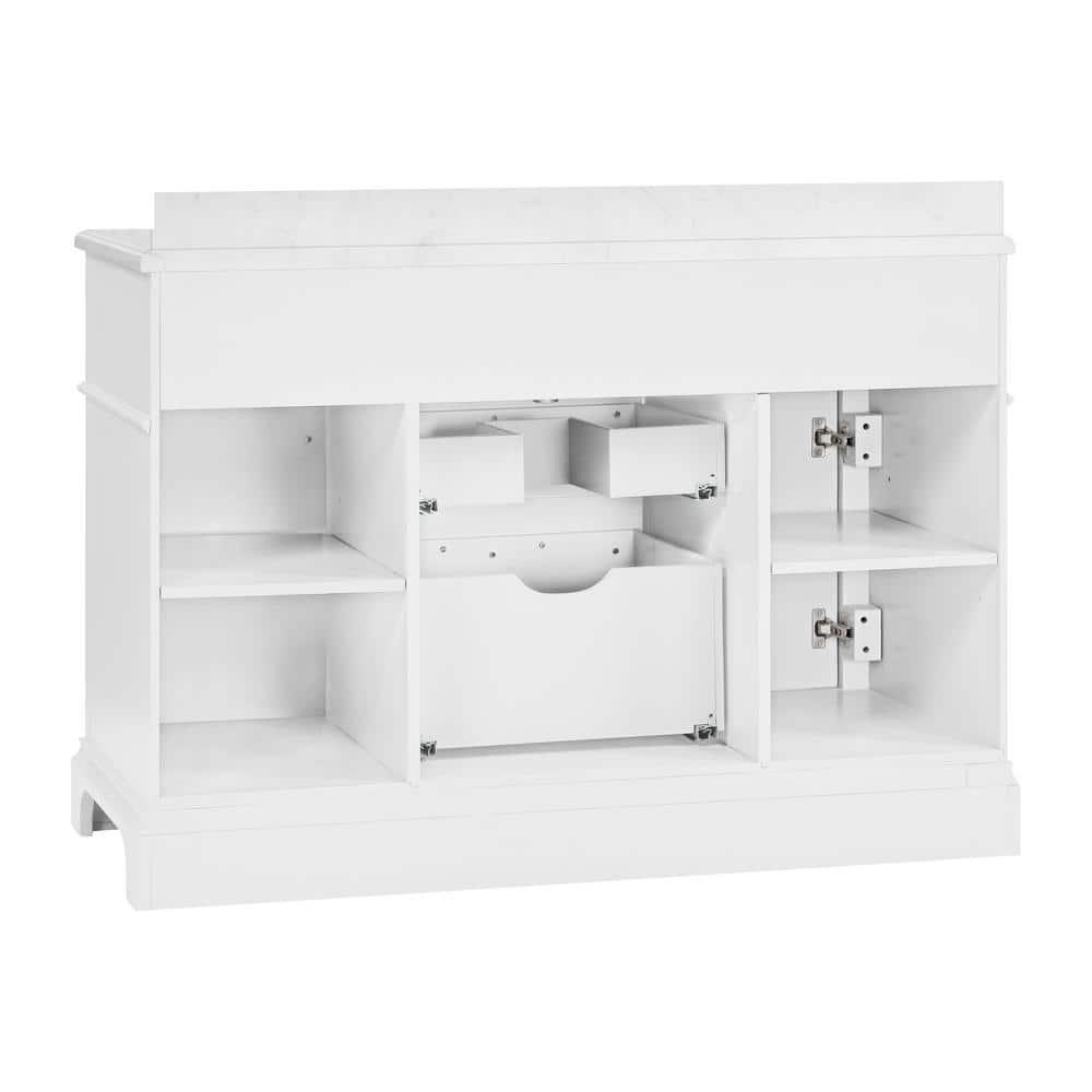 Home Decorators Collection Melpark 48 in W x 221 in D x 345 in H Freestanding Bath Vanity in White with White Cultured Marble Top