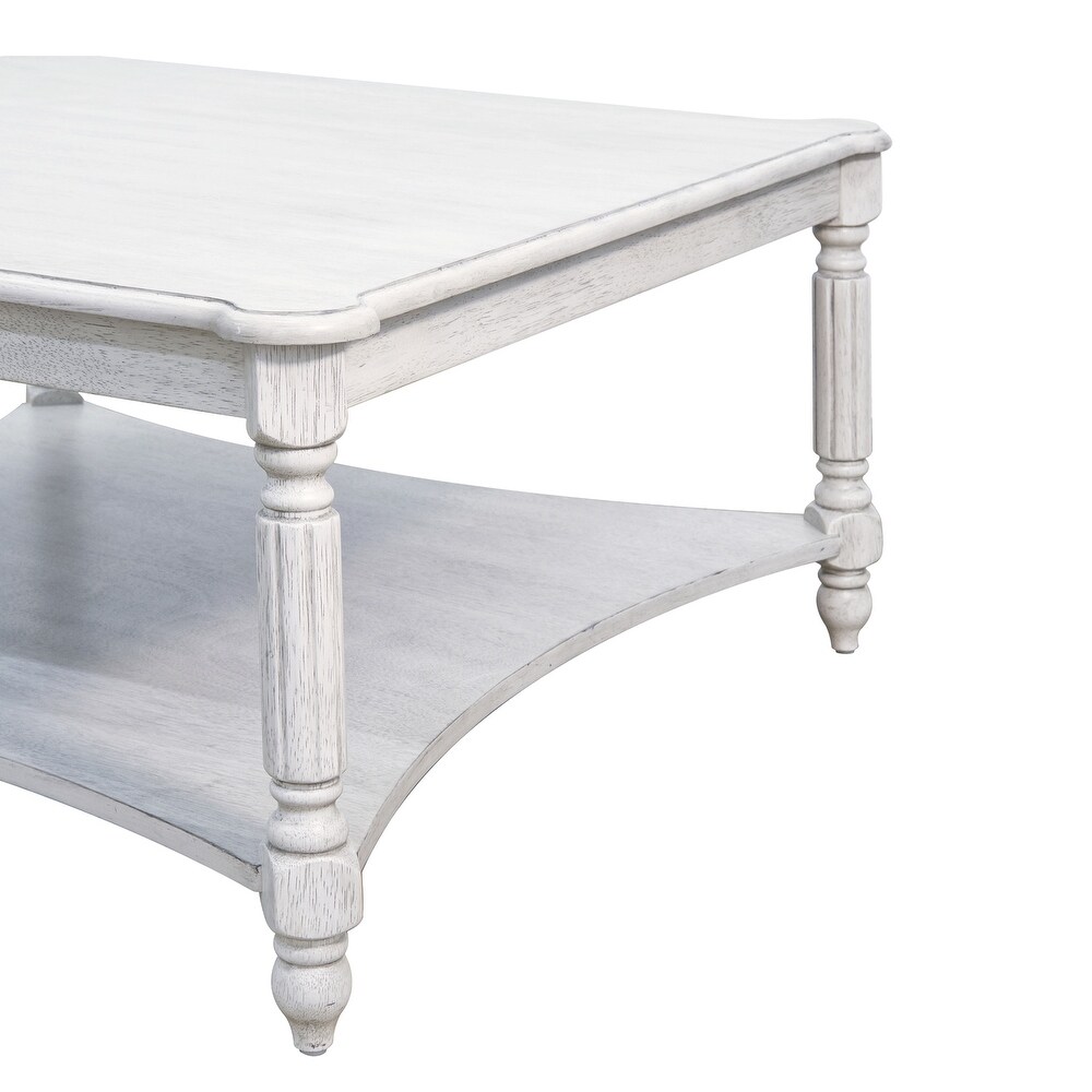 GALANO Marcello 33.1 in. Square Solid Wood Top Coffee Table