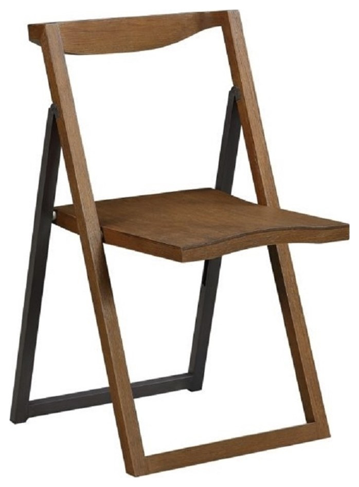 Boraam Sydney Folding Chair Chestnut Wire Brush Set of 2   Transitional   Folding Chairs And Stools   by Homesquare  Houzz