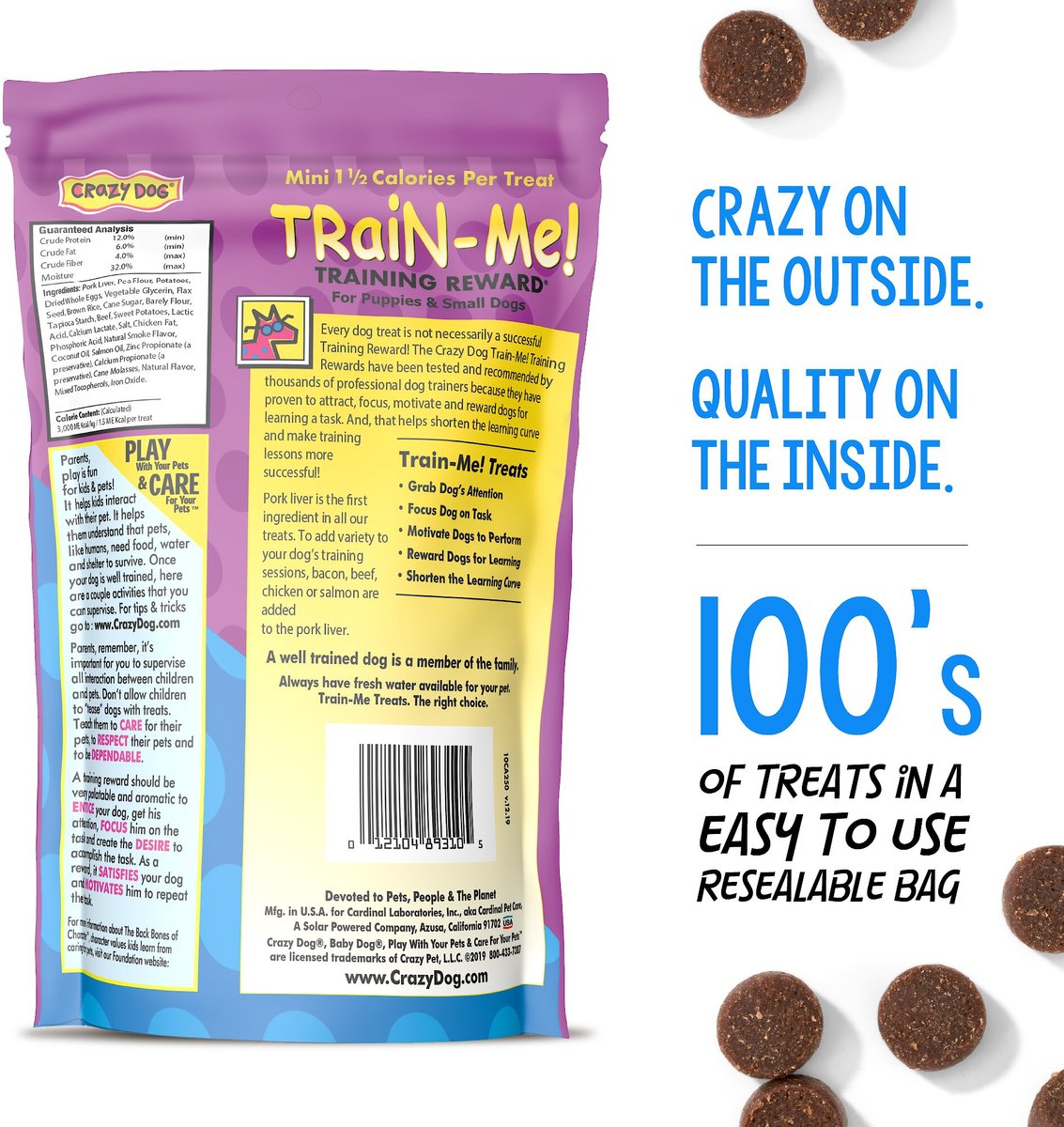 Crazy Dog Train-Me! Minis Beef Dog Soft and Chewy Treats， 10-oz bag