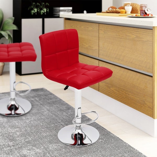 Maypex Swivel Adjustable Height PU Upholstered Bar Stool(set of 2)