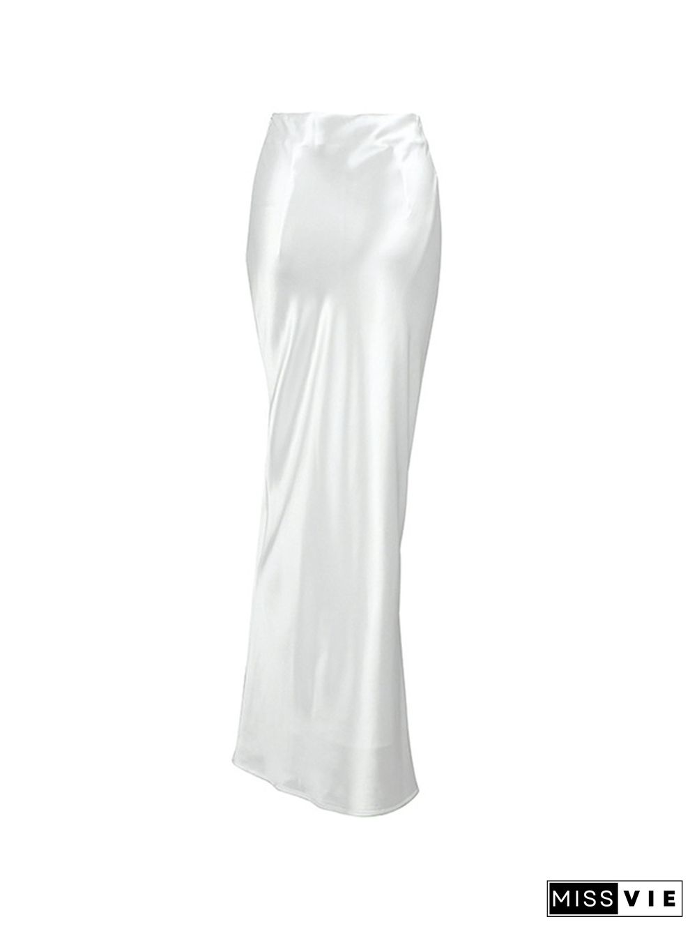 Solid Satin High Rise Mermaid Maxi Skirt