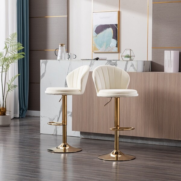 Round Swivel Adjustable Bar Stools with Footrest and Base