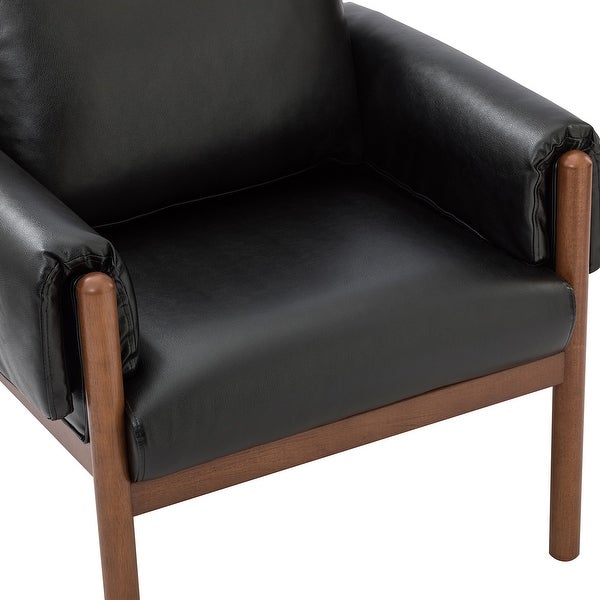 Tiago Comfy Living Room Accent Armchair with Solid Wood Legs by HULALA HOME