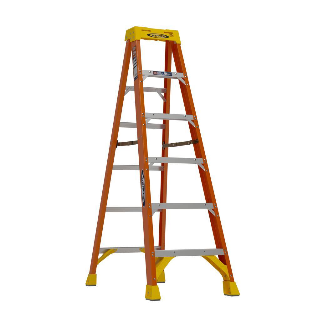 Werner 6 ft. Fiberglass Step Ladder ( 10 ft. Reach Height) with 300 lb. Load Capacity Type IA Duty Rating NXT1A06