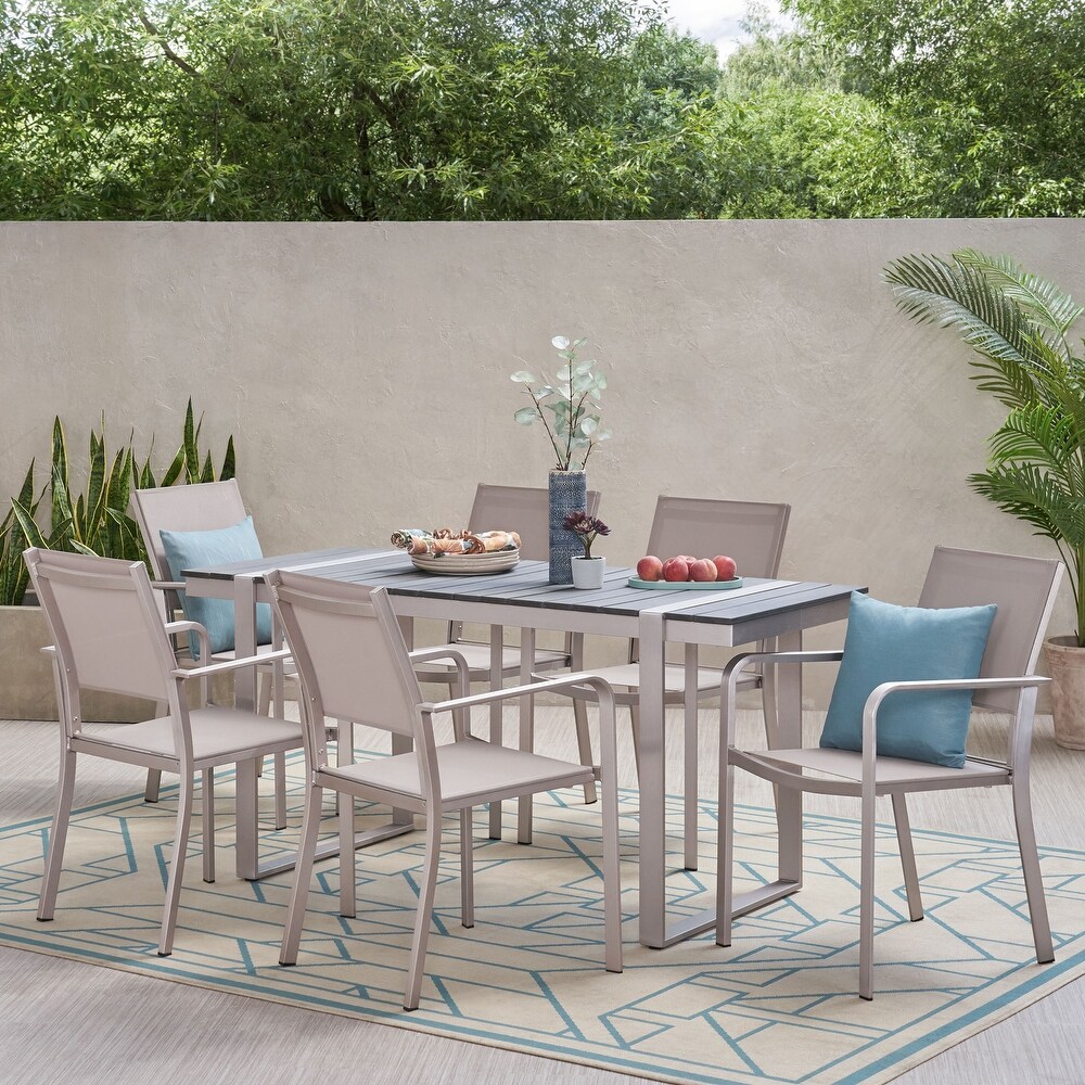 Colfax Outdoor Aluminum Outdoor 7 Piece Dining Set by Christopher Knight Home