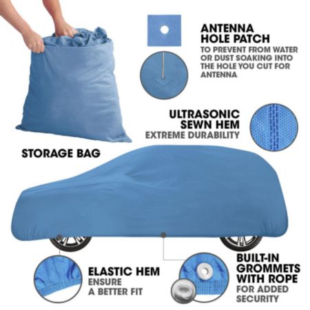 Autocraft SUV Cover， Blue 3 Layers， Fits SUVs 13'-15'， Medium-Duty， Water Resistant， Outdoor Use