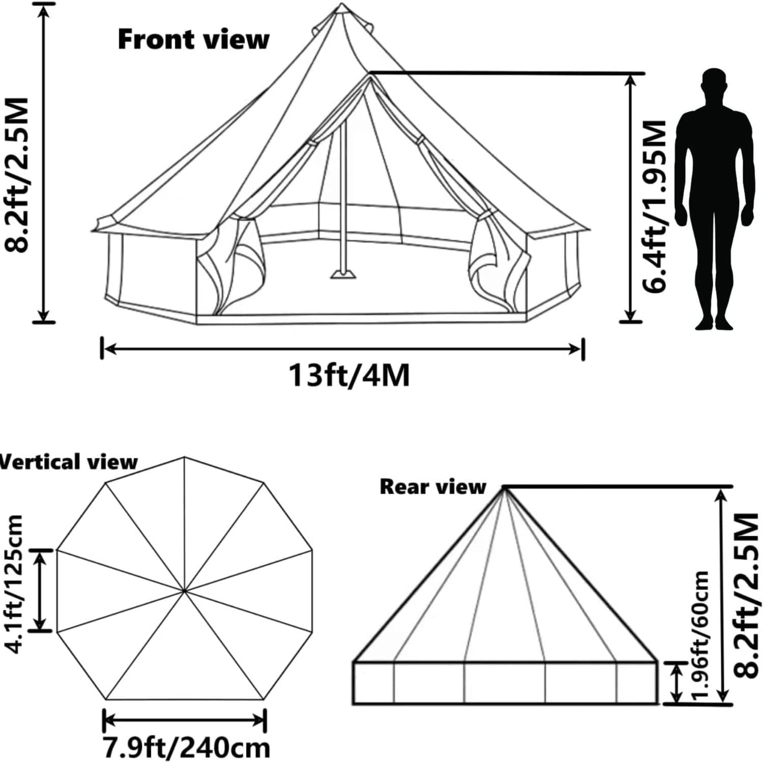 DANCHEL Outdoor B1 Waterproof Bell Tent 4-6 Person Camping, Portable Green Yurt Tent Family Camping Backpacking Travel