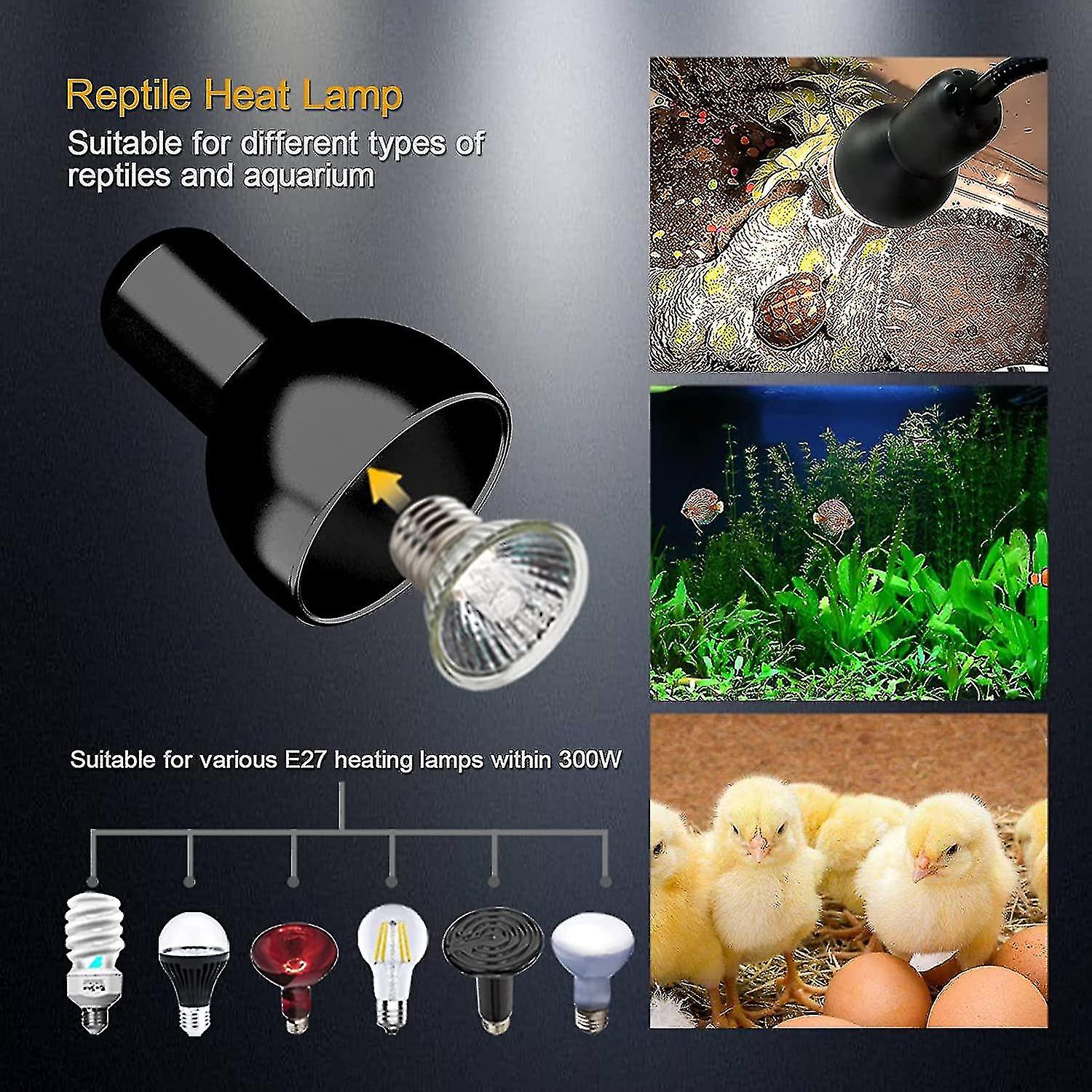 Tortoise Heat Lamp Basking Light For Reptiles 25w+50w Uva Uvb Heat Spotlight