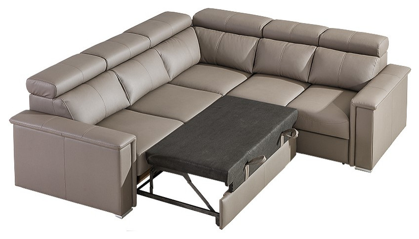 TOPIK Sectional Sleeper Sofa  Right Corner   Stone   Contemporary   Sleeper Sofas   by Table World  Houzz