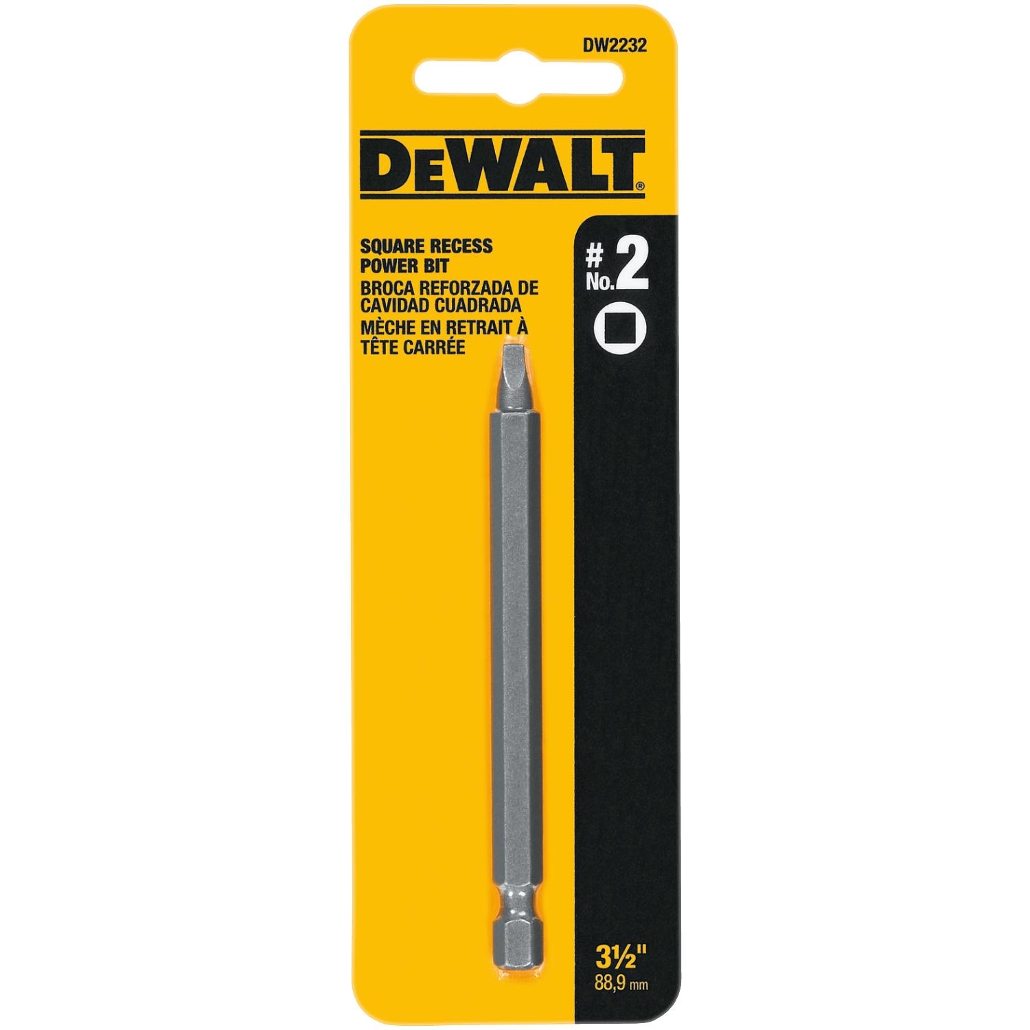 DW Square Recess #2 X 3-1/2 in. L Power Bit Heat-Treated Steel 1 pc