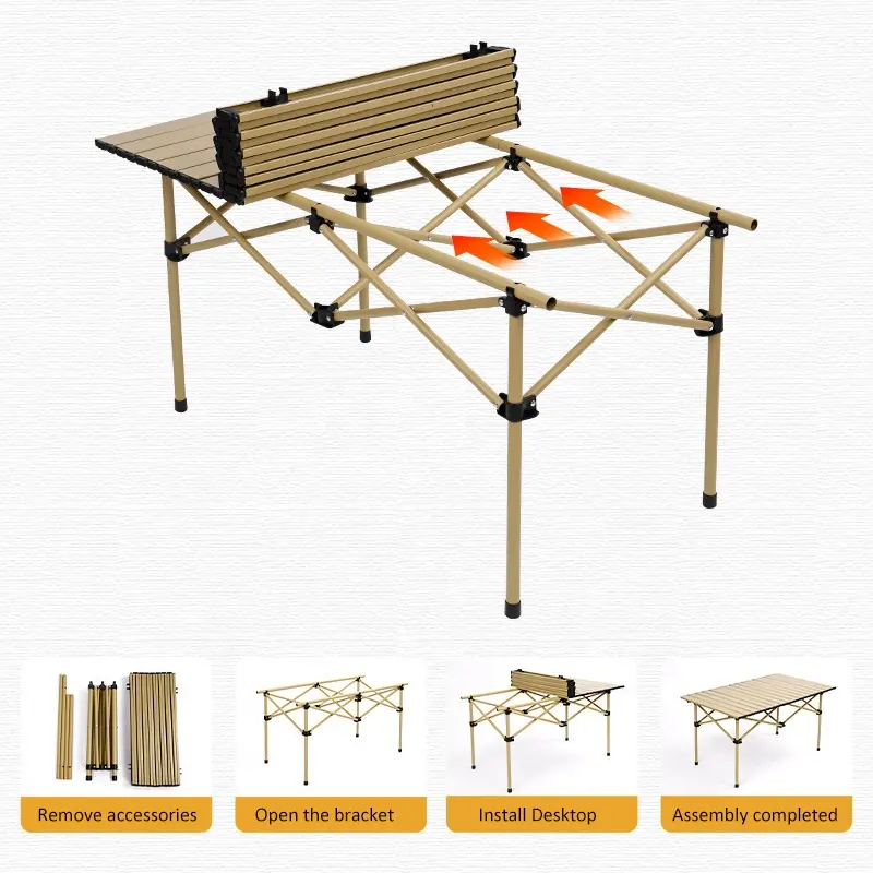 Outdoor Folding Aluminum oy Table And Chair Camping Furniture Portable Foldable Picnic Table And Chairs Set with 4 Seats