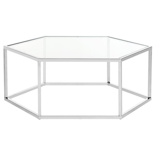 SAFAVIEH Eliana Glass Chrome Hexagon Coffee Table - 36.2