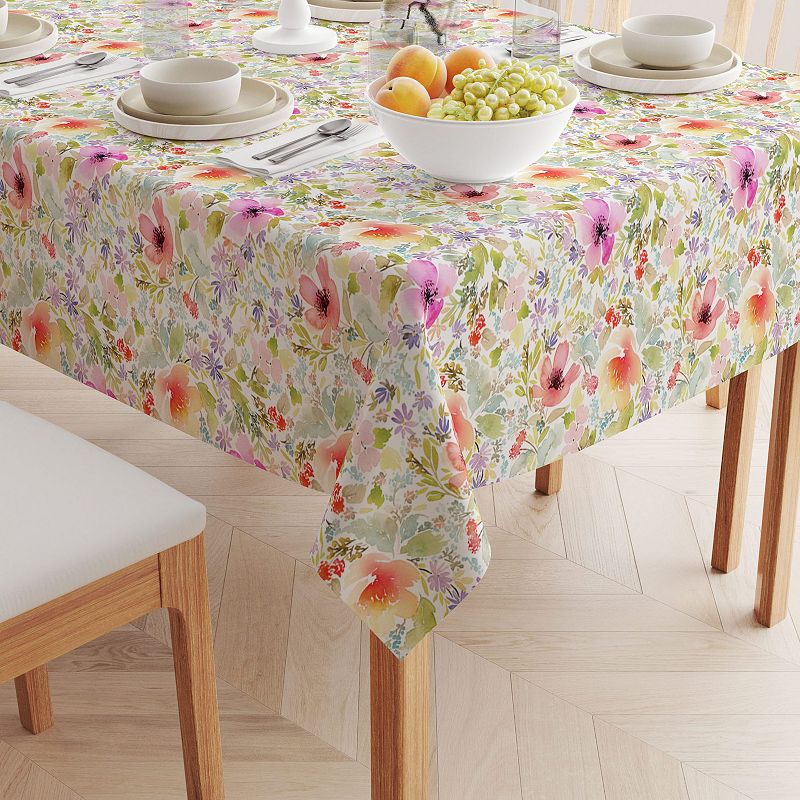 Square Tablecloth， 100% Polyester， 60x60， Botanical Garden Dogwood