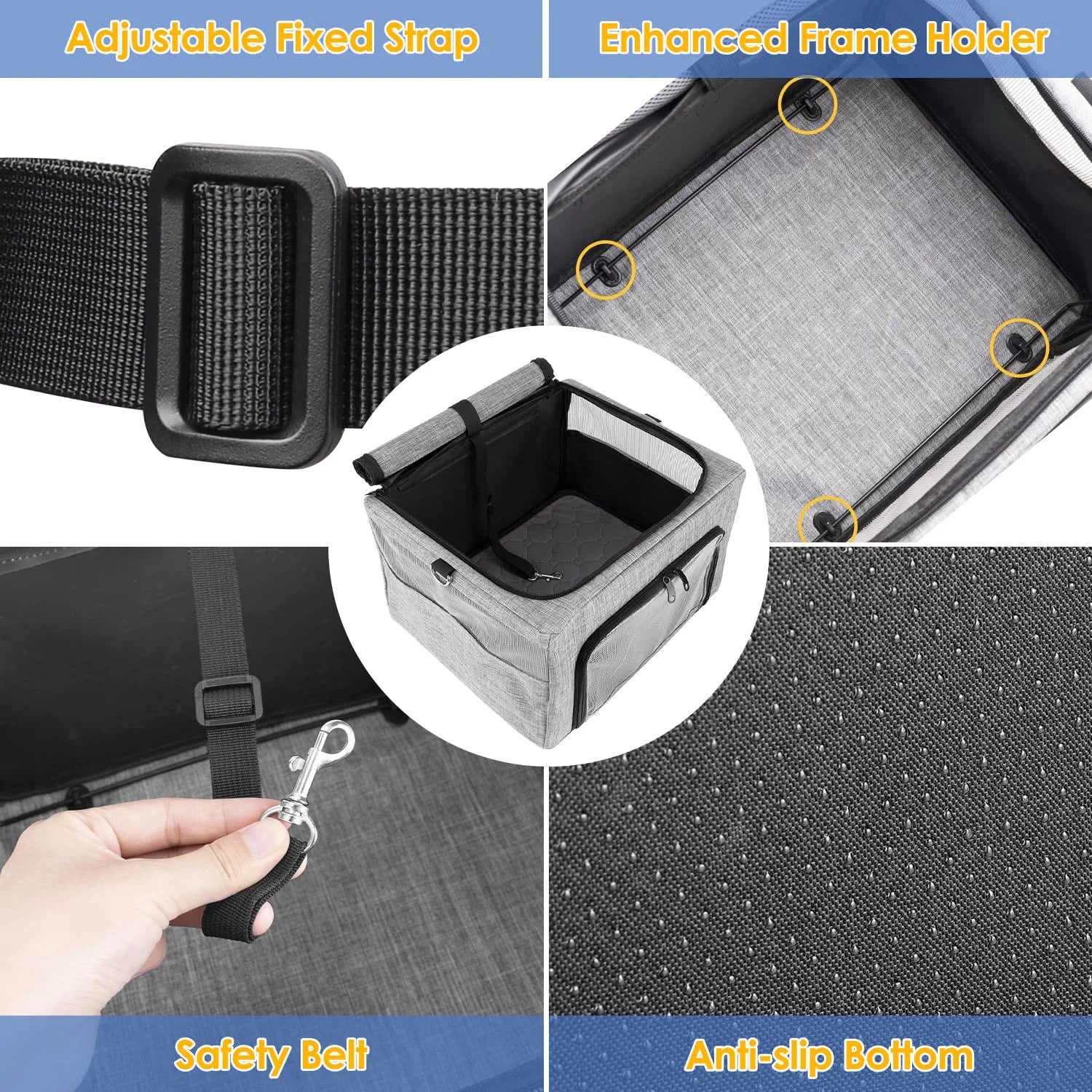 AUTOWT Dog Booster Car Seat， Reinforce Metal Frame Safe Pet Car Seat with Seatbelt and Waterproof Pee Pad and Top Cover | Portable Collapsible Puppy Carrier Bag | for Small Dogs Cats Animals